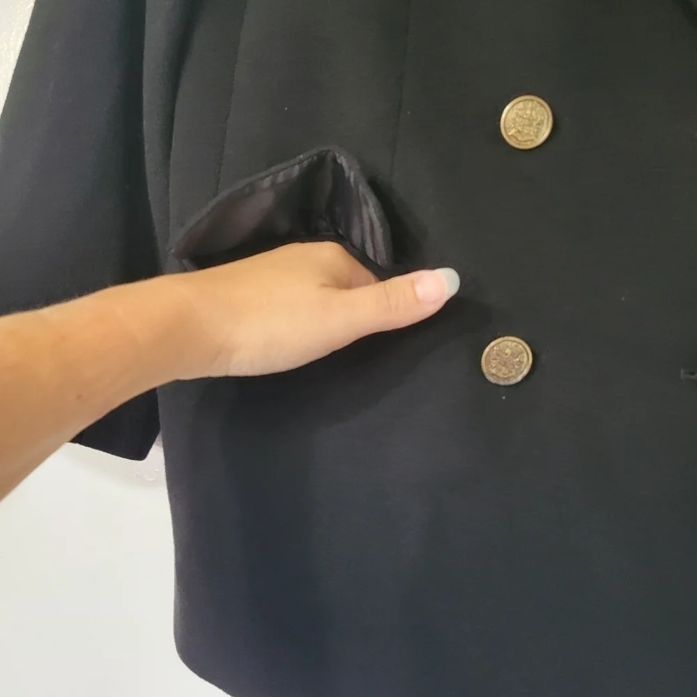 Talbots Petites Black Wool Cashmere Blend Coat Size 16P - Picture 3 of 10